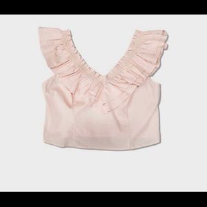 Wild fable crop pink ruffle top